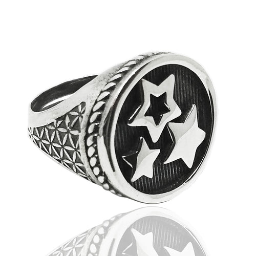 anello chevalier da donna in argento 925 stile tattoo old school con stella stelline personalizzato regolabile simil pietro ferrante nove25 economico