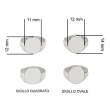 Carica l'immagine nel visualizzatore di Gallery, scegli la forma del sigillo stemma frontale anello chevalier argento quadrato tondo con iniziale lettera incisa su ordinazione