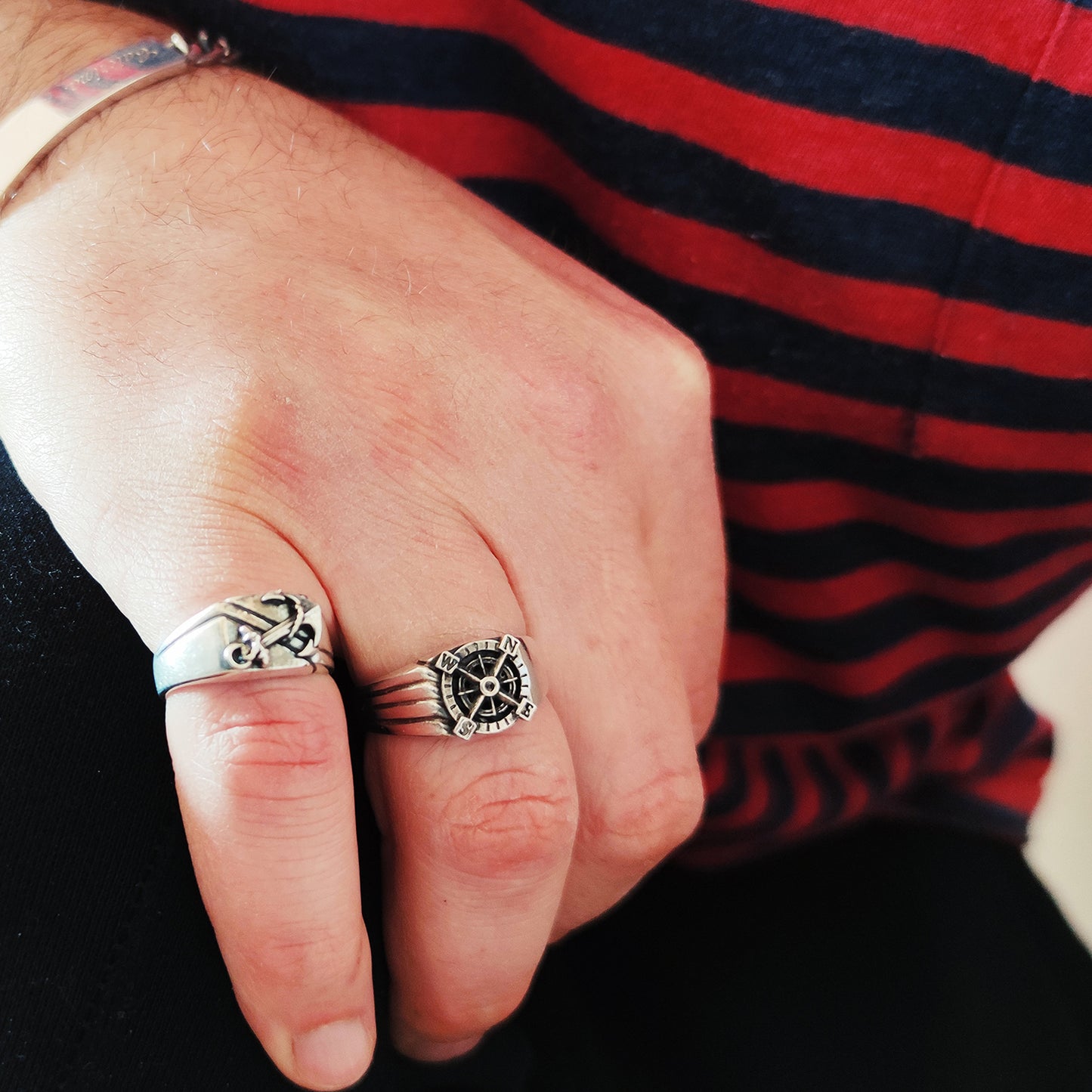 anelli tema marinaro mare ancora rosa dei venti veliero barco vela significato tatuaggio gioiello in argento vero