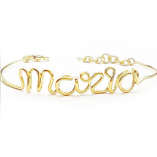 braccialino filo argento placcato oro giallo con scritta nome personalizzabile amica bbf sorella figlio figlia amore fidanzato regalo ideale natale san valentino compleanno basso costo prezzo