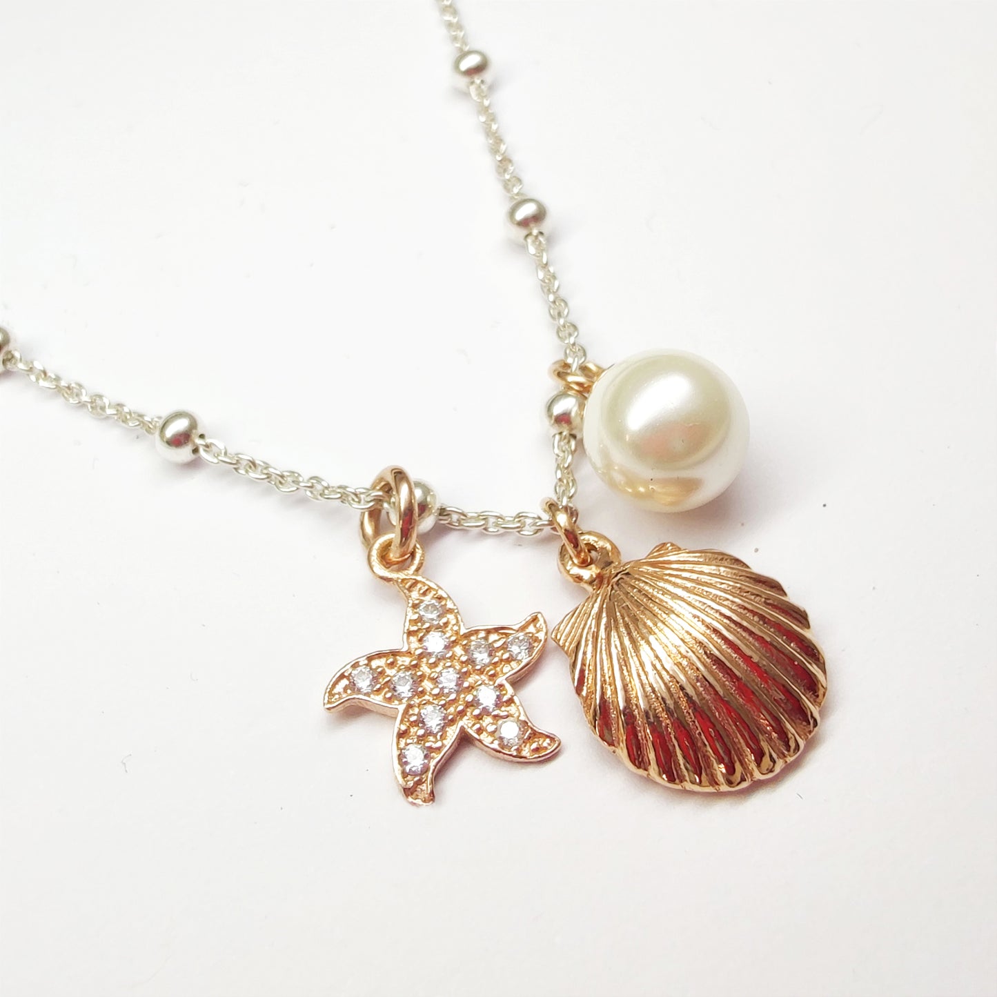 girocollo da spiaggia mare collana stella marina perla conchiglia