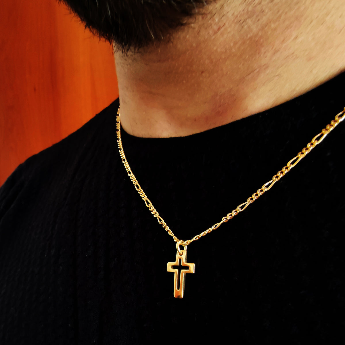 Collana ragazzo uomo, argento 925 crocifisso placcato oro – ViMon gioielli