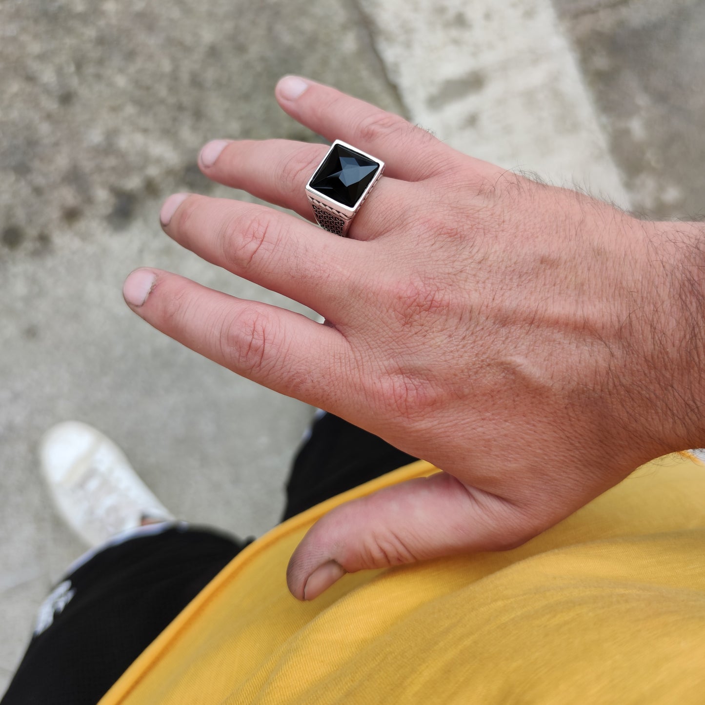 chevalier uomo argento nero antico con onice