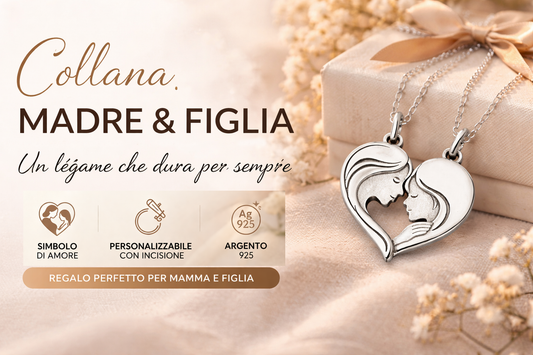 collana madre figlia argento 925 ciondolo cuore simbolo amore regalo mamma figlia