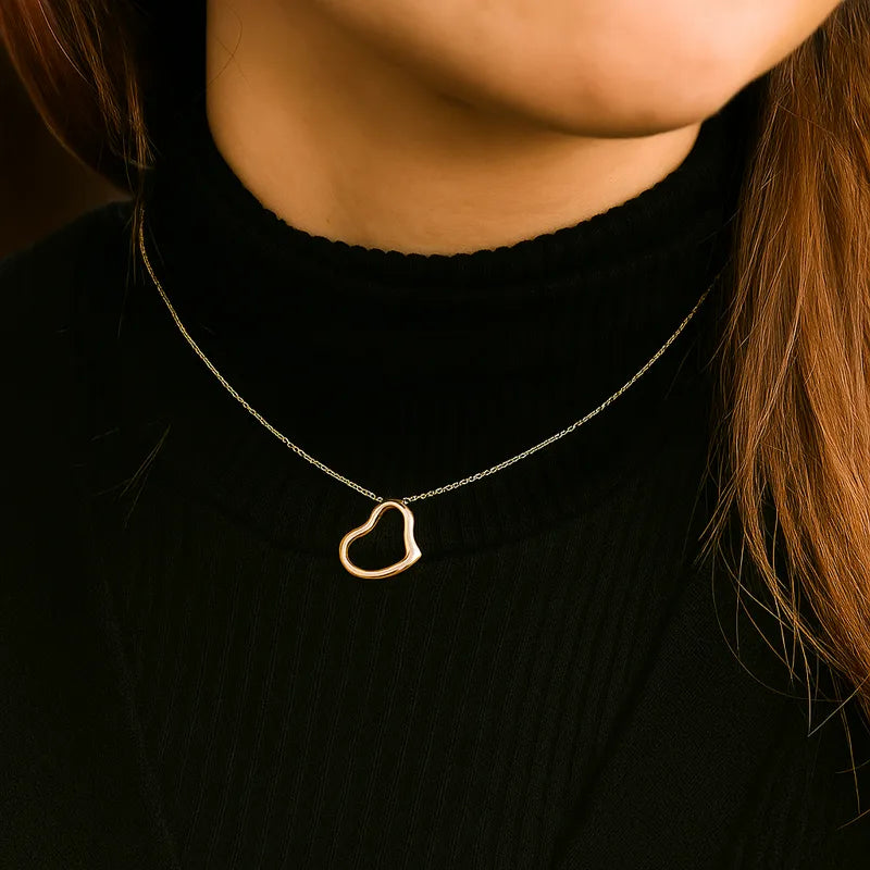 Collana in argento placcato oro con ciondolo a cuore, realizzata artigianalmente in Italia