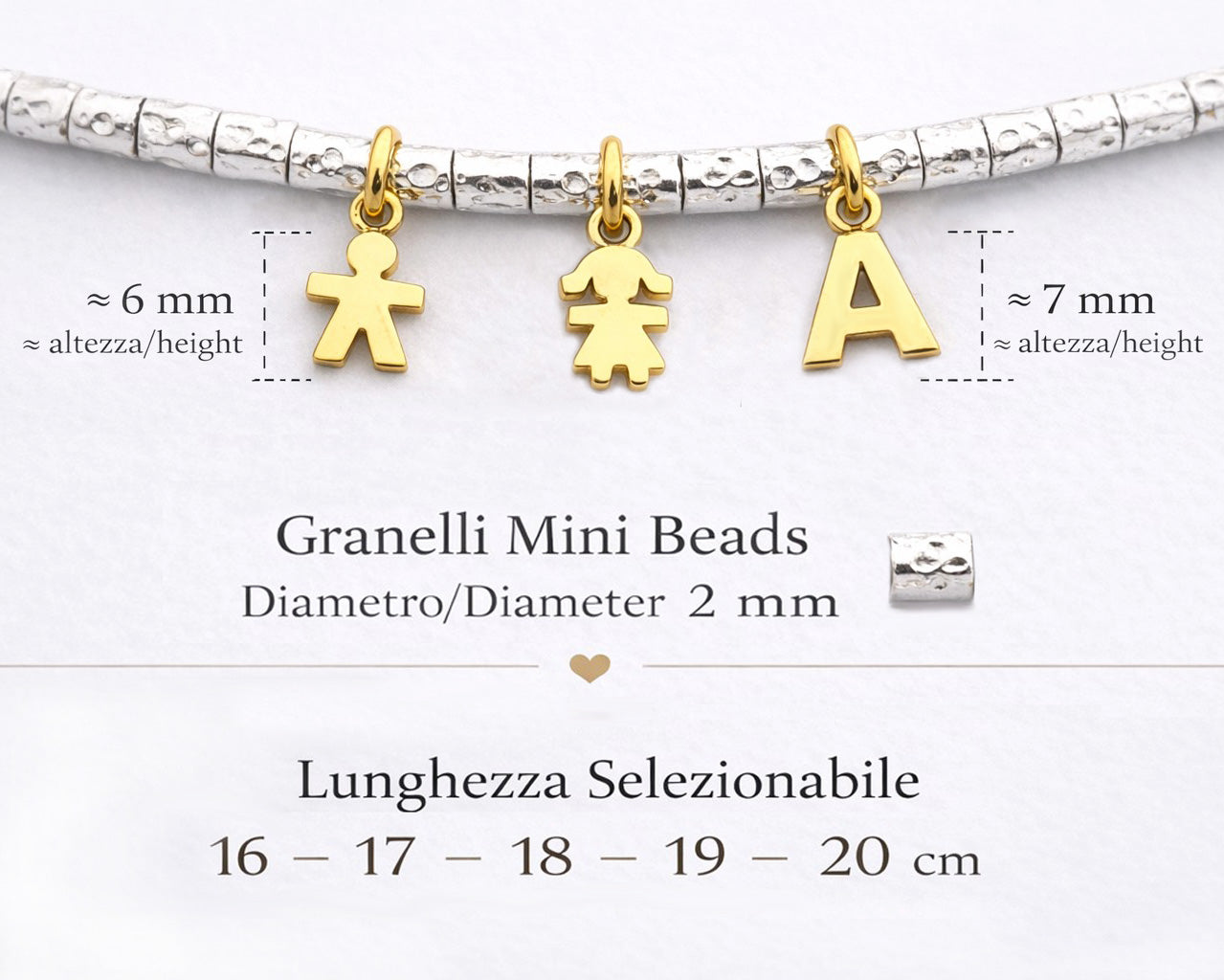 Misure bracciale mamma personalizzato argento 925 lunghezza 16 17 18 19 20 cm.