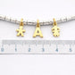Misure reali ciondoli bimbo bimba e lettere altezza 6-7 mm su bracciale argento 925.