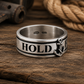 anello fascia uomo argento con ancora e scritta hold fast