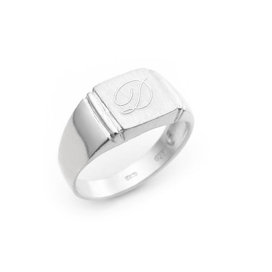 Anello Sigillo Uomo Argento 925 Inciso Iniziale – Pinky Ring Personalizzato Made in Italy