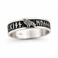 Anello vichingo da uomo in argento 925 brunito con corvo di Odino e rune Huginn e Muninn