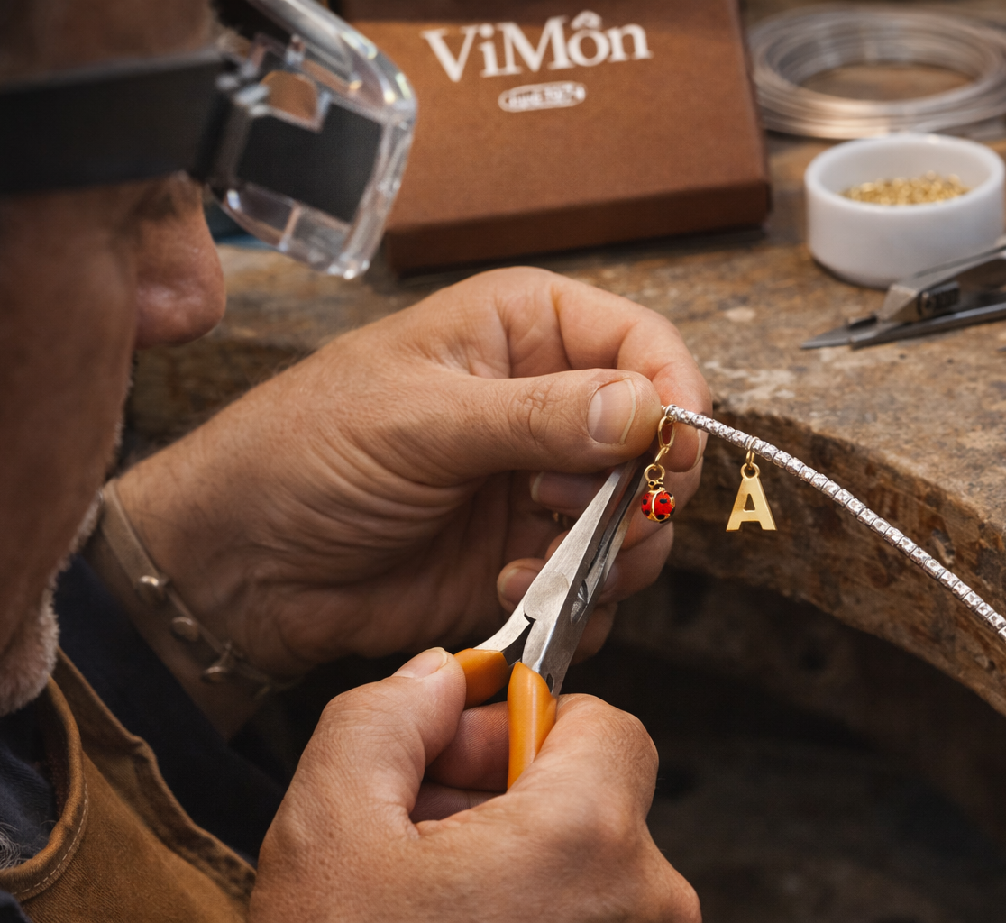 bacciale argento 925 con granelli pepite martellate realizzato artigianalmente n notro laboratorio ViMon gioielli