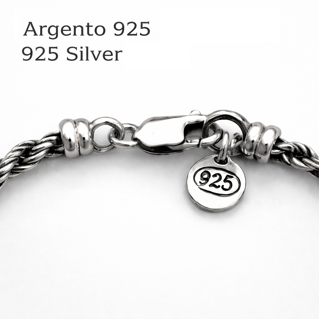 Bracciale Uomo Argento 925 Corda 3 mm