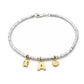 bracciale in argento 925 on mini granelli pepite martellate idea regalo mama personalizzato con ciondoli bimba bimbo lettera iniziale nome