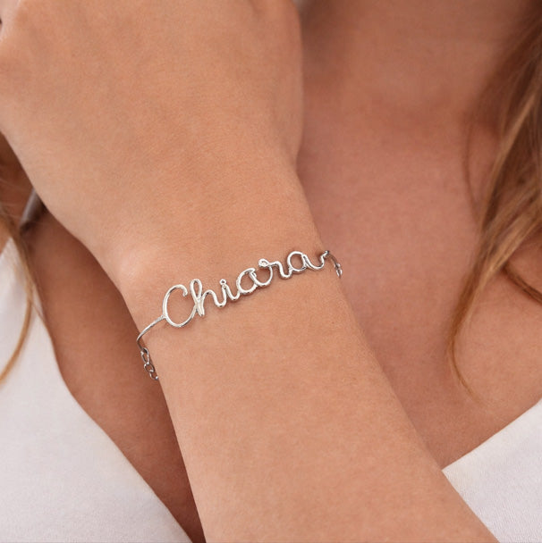 bracciale indossato nome chiara in argento 925 lavorazione artigianale