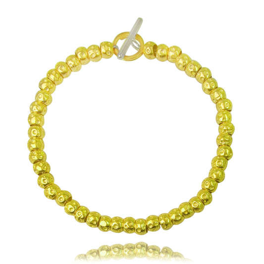 Bracciale granelli in argento con placcatura oro giallo