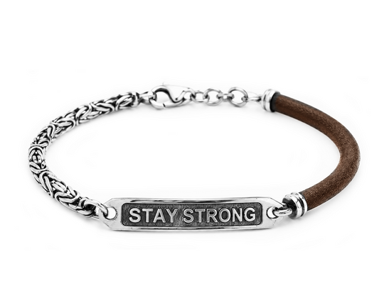 Bracciale Uomo Personalizzato in Argento 925 e Cuoio