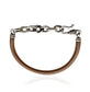 Bracciale uomo in cuoio marrone con catena e chiusura in argento 925, artigianale Made in Italy