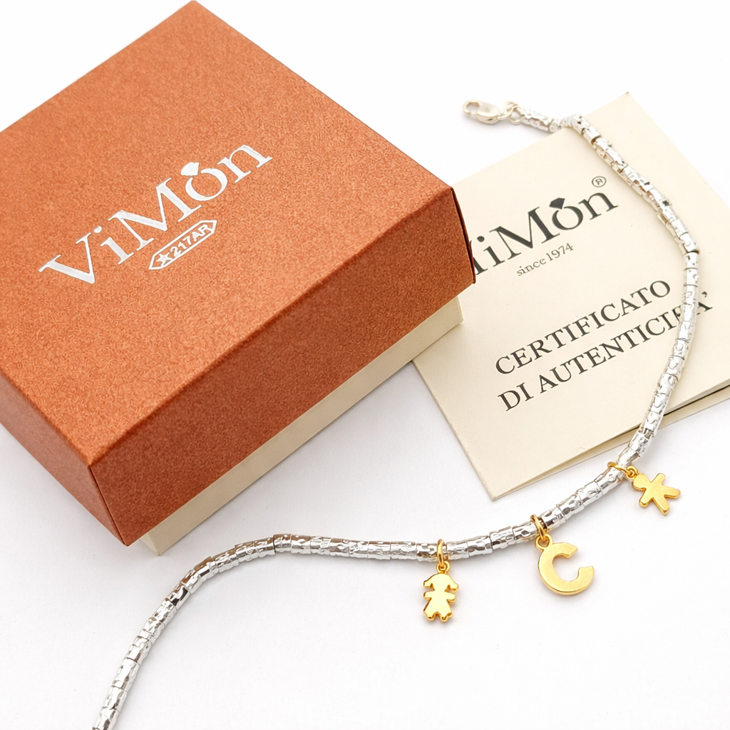 Bracciale mamma personalizzato con scatola regalo ViMon e certificato autenticità argento 925.