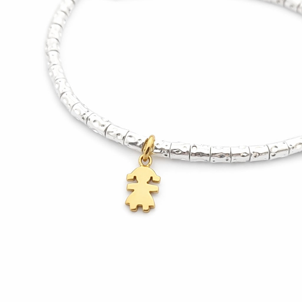 Bracciale Mini Granelli Mamma Personalizzato con Ciondoli Figli e Iniziali