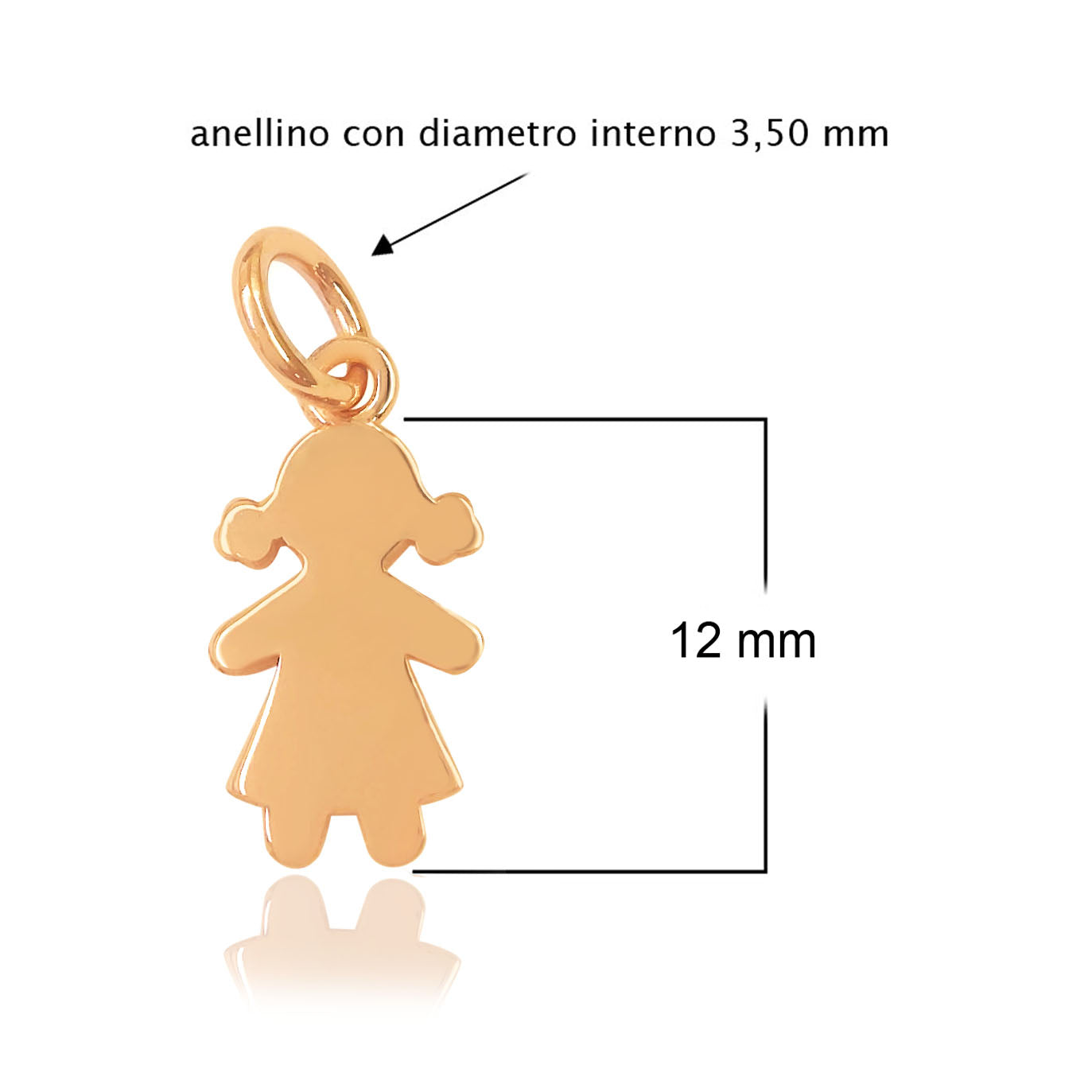 ciondolo sagoma bambina femmina femminuccia le bebè dimensioni grandezza 