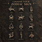 Collezione completa dei 12 ciondoli con segni zodiacali in argento 925 brunito, da Ariete a Pesci, realizzati da ViMon Gioielli. Copia