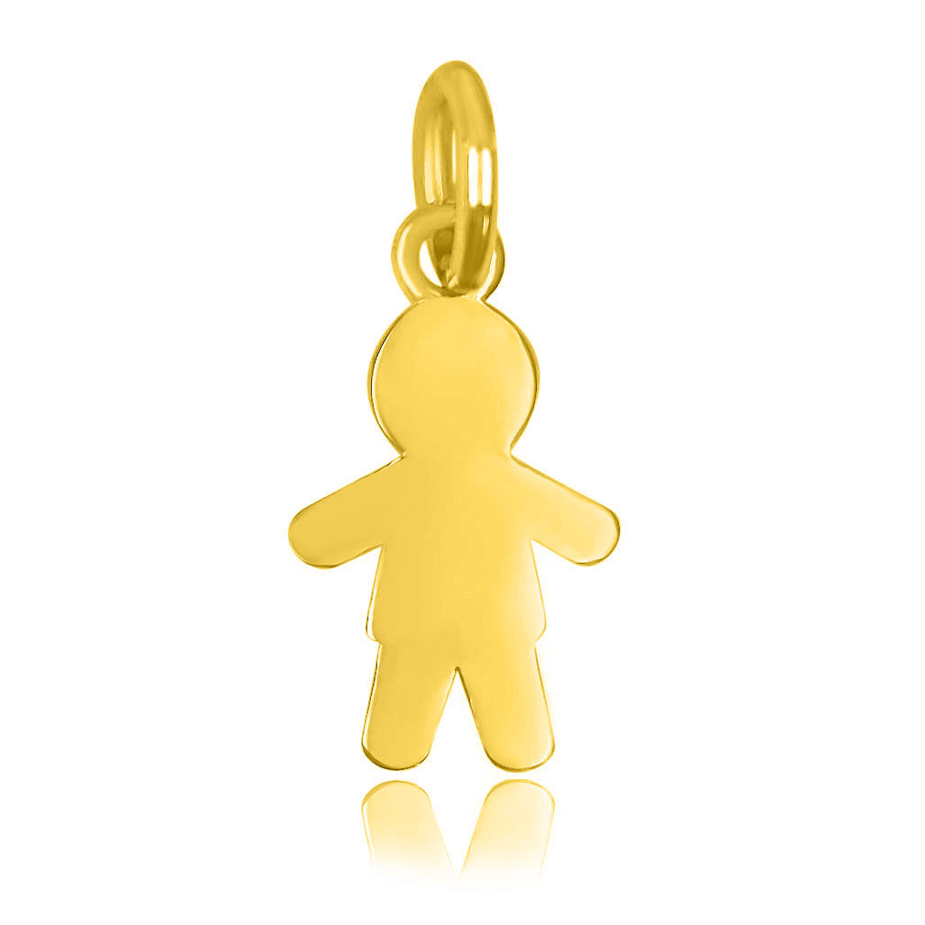 Ciondolo bimbo in Argento 925 placcato oro giallo, charm regalo per neo mamma compatibile con bracciali e collane a granelli.