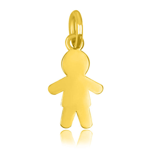 Ciondolo bimbo in Argento 925 placcato oro giallo, charm regalo per neo mamma compatibile con bracciali e collane a granelli.