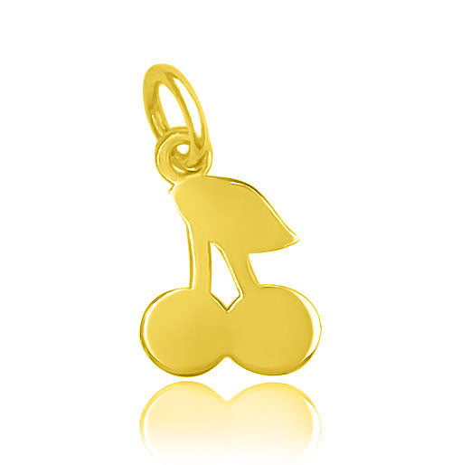 Ciondolo ciliegie in Argento 925 placcato oro giallo, charm compatibile con bracciali e collane a granelli.