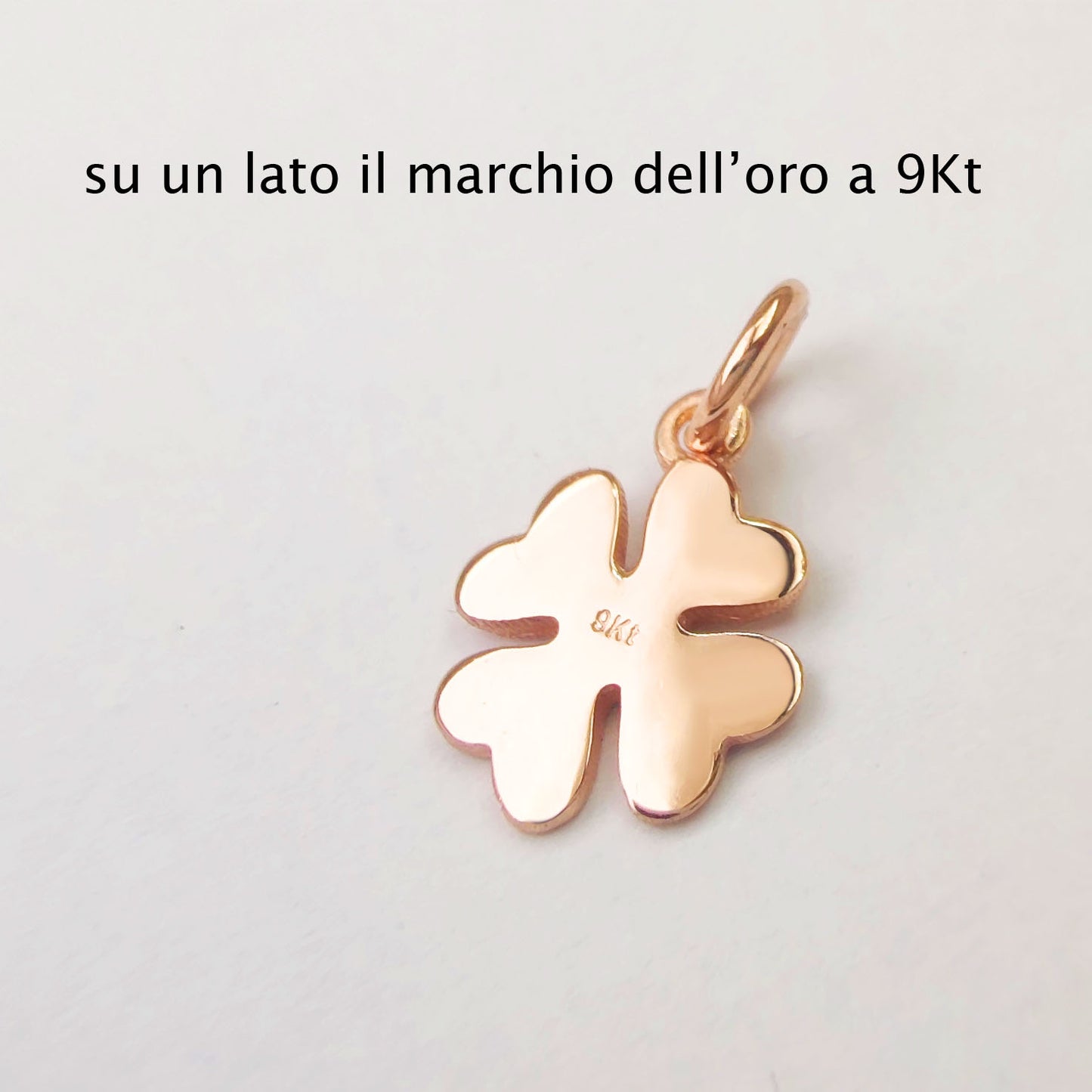 pendente portafortuna significato quadrifoglio in oro vero 9kt con marchio di garanzia