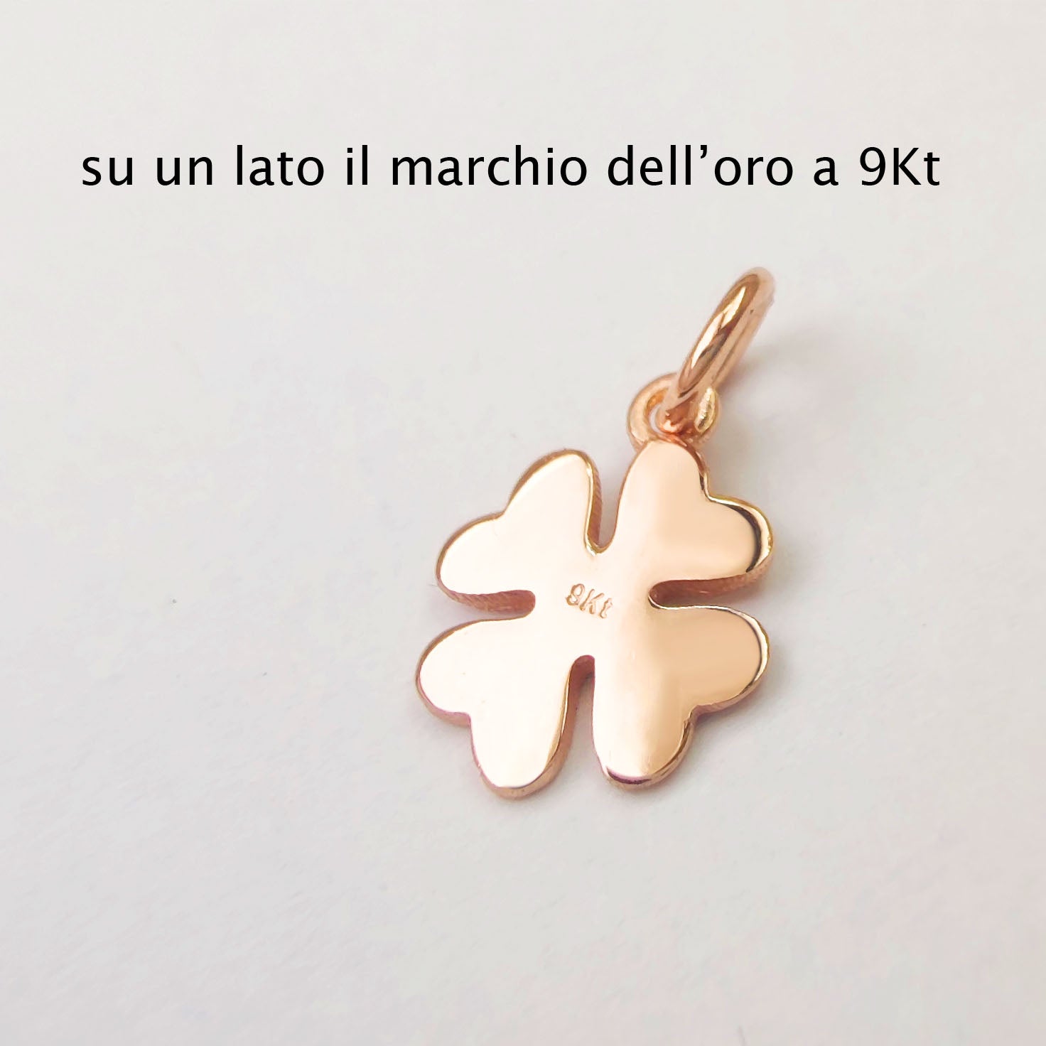 pendente portafortuna significato quadrifoglio in oro vero 9kt con marchio di garanzia
