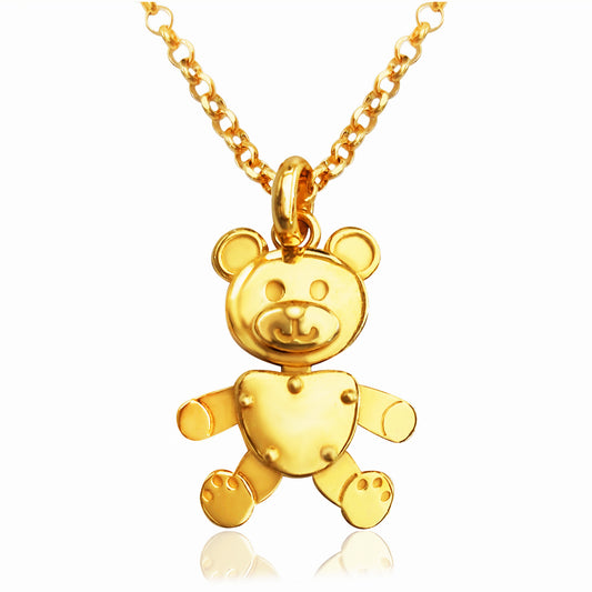 collana con ciondolo snodato movibile a forma di orsetto teddi collana girocollo in argento con placcatura oror giallo rosa tipo imiazione pomellato dodo