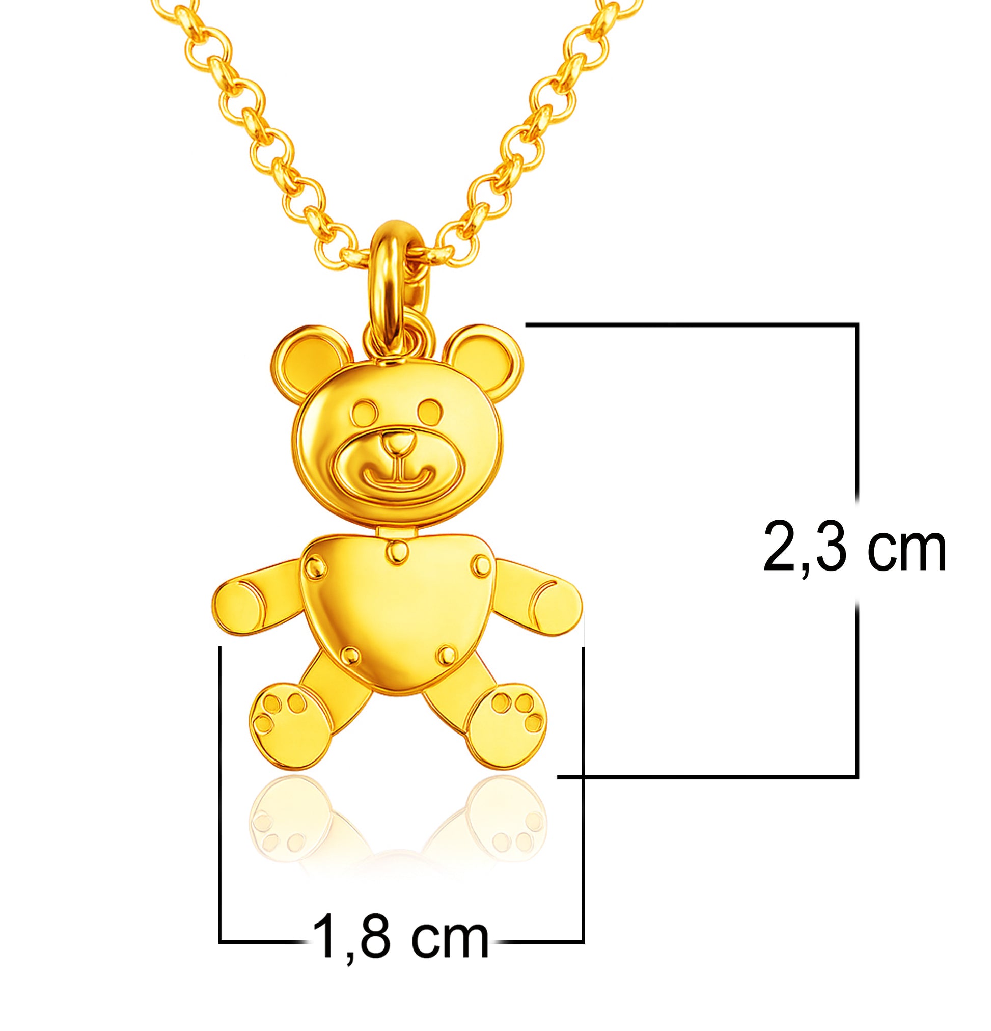 grandezza misure dimensione ciondolo charm orsetto teddy tipo imitazione dodo pomellato