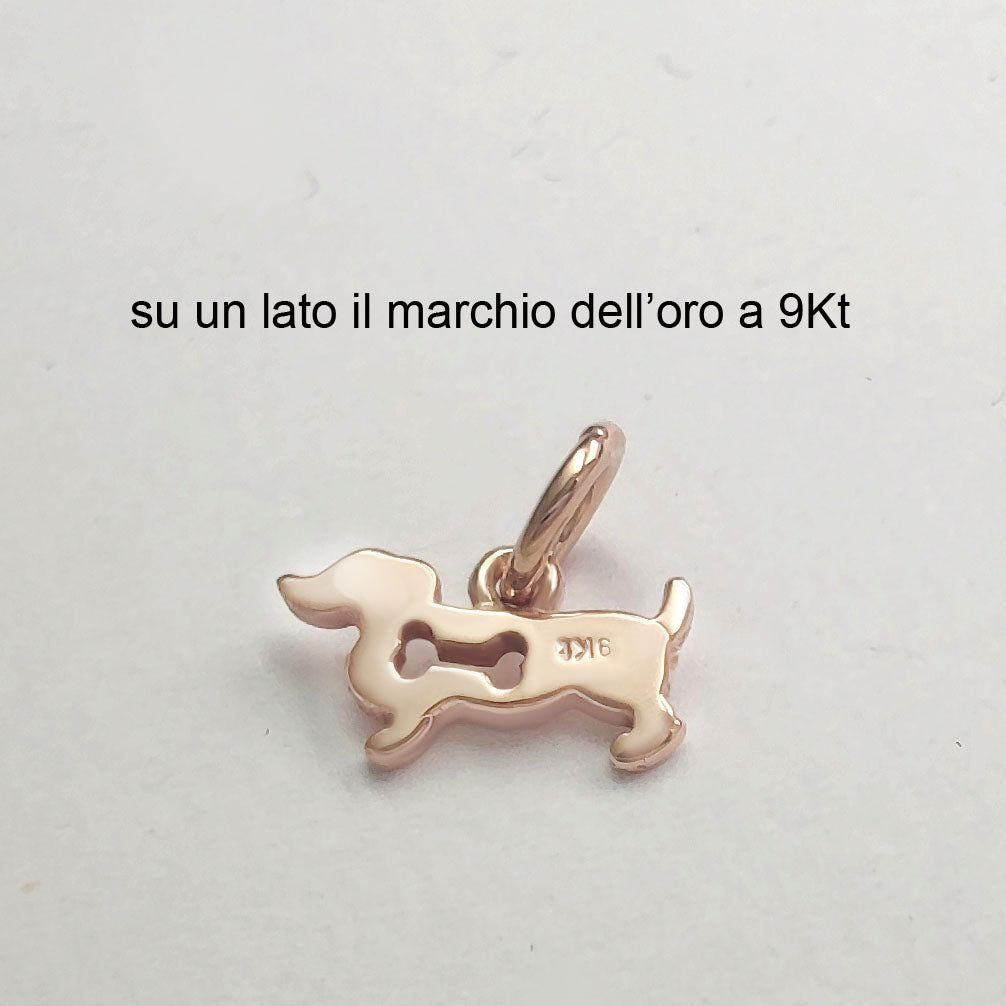 Ciondolo bassotto in ORO rosa 9KT