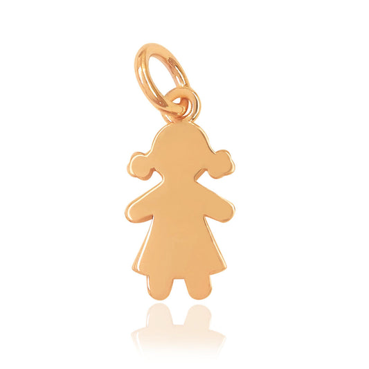 pendente a ciondolo in oro rosa 9kt a forma sagoma bambina bimba le bebè regalo per neo mamma da abbinare con bracciale collana granelli tipo simil imitazine dodo