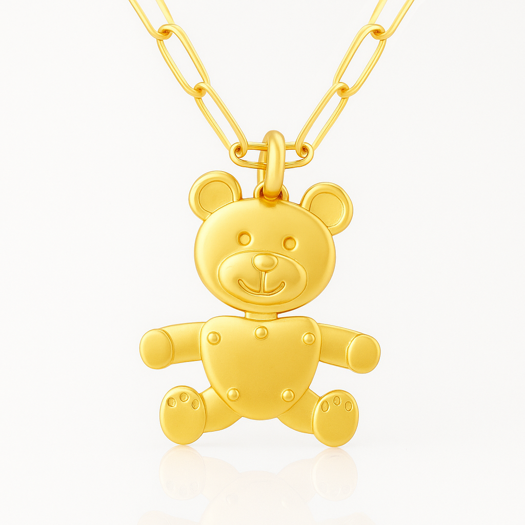 collana girocollo in argento 925 con ciondolo pendente nuovo orsetto imitazione simil pomellato dodo