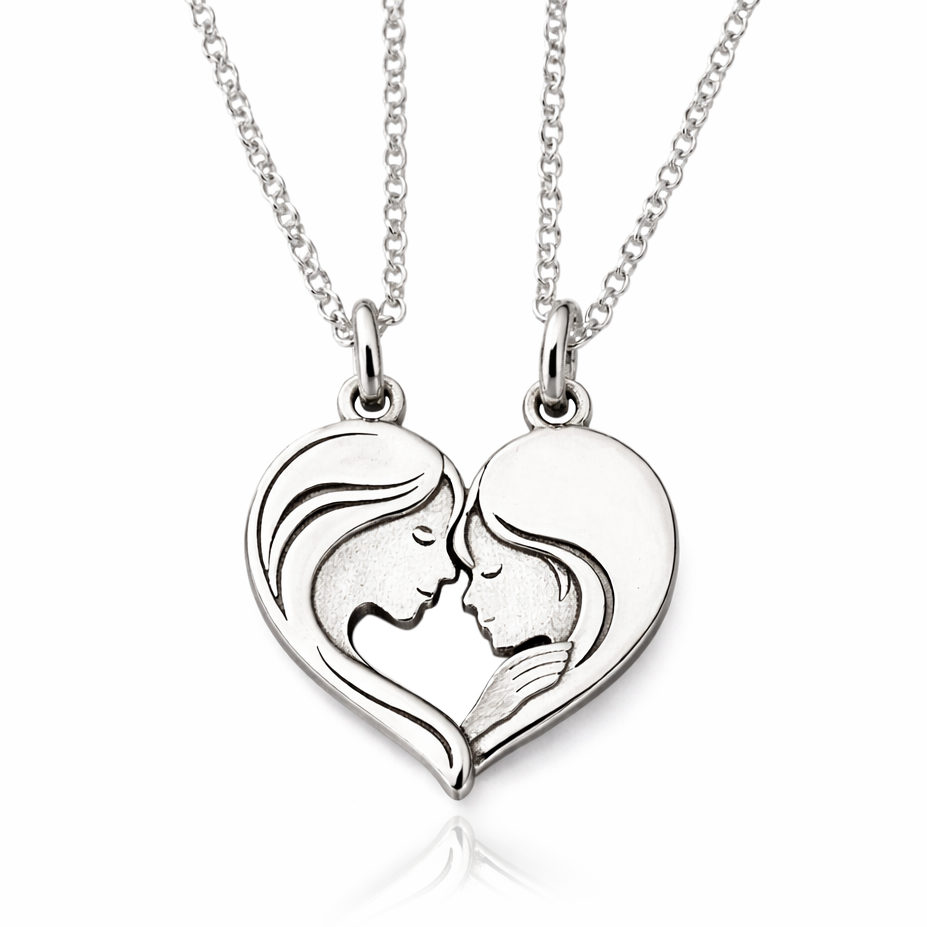 collana madre figlia argento 925 cuore divisibile ciondolo mamma figlia gioiello artigianale made in Italy