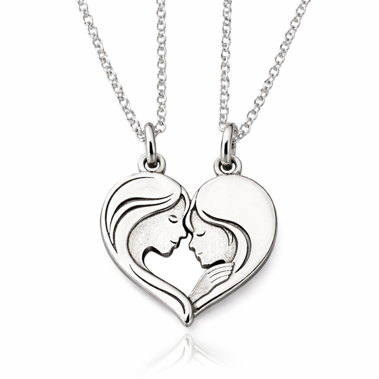 collana madre figlia argento 925 cuore divisibile ciondolo mamma figlia gioiello artigianale made in Italy