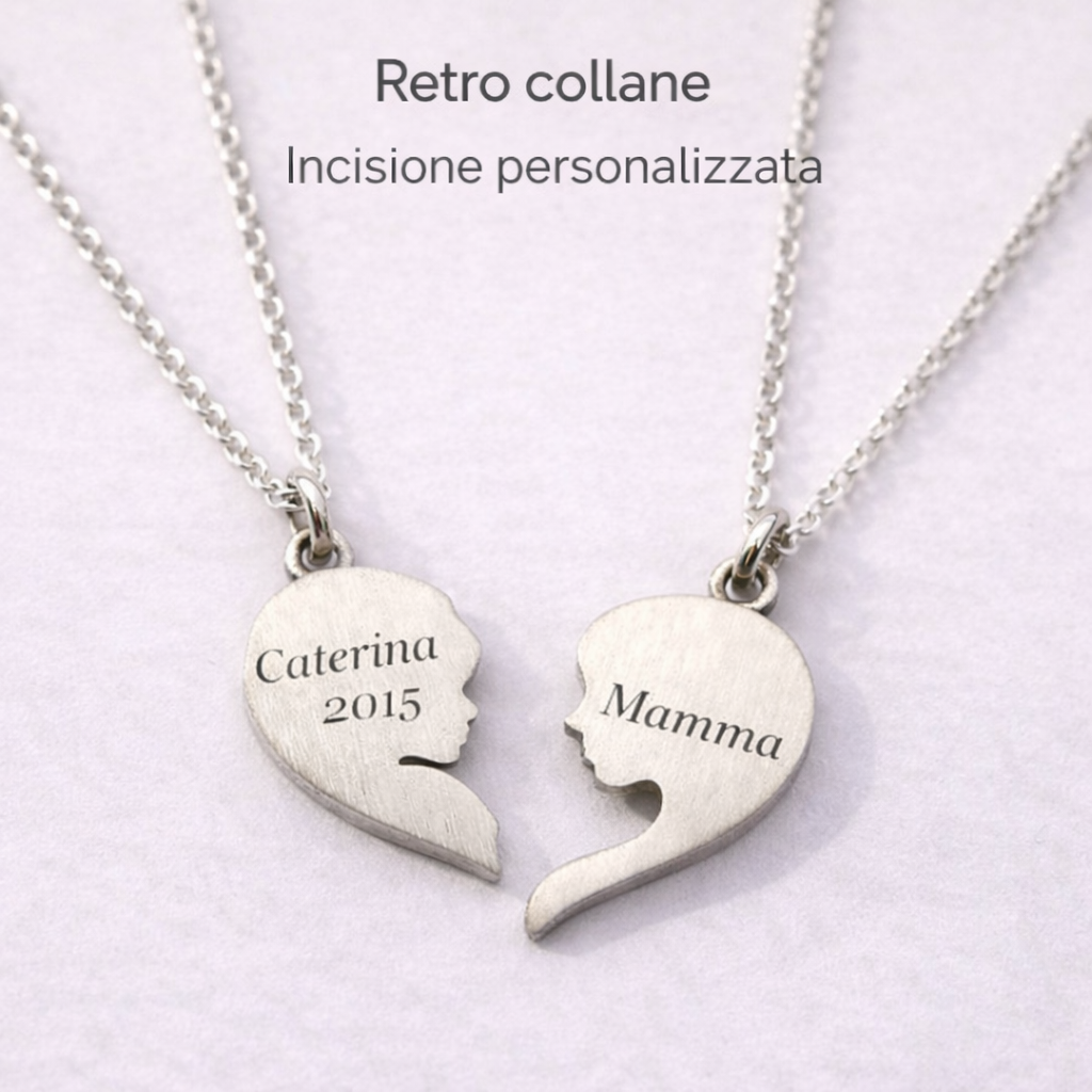 collana madre figlia personalizzabile incisione nome data retro ciondolo argento 925