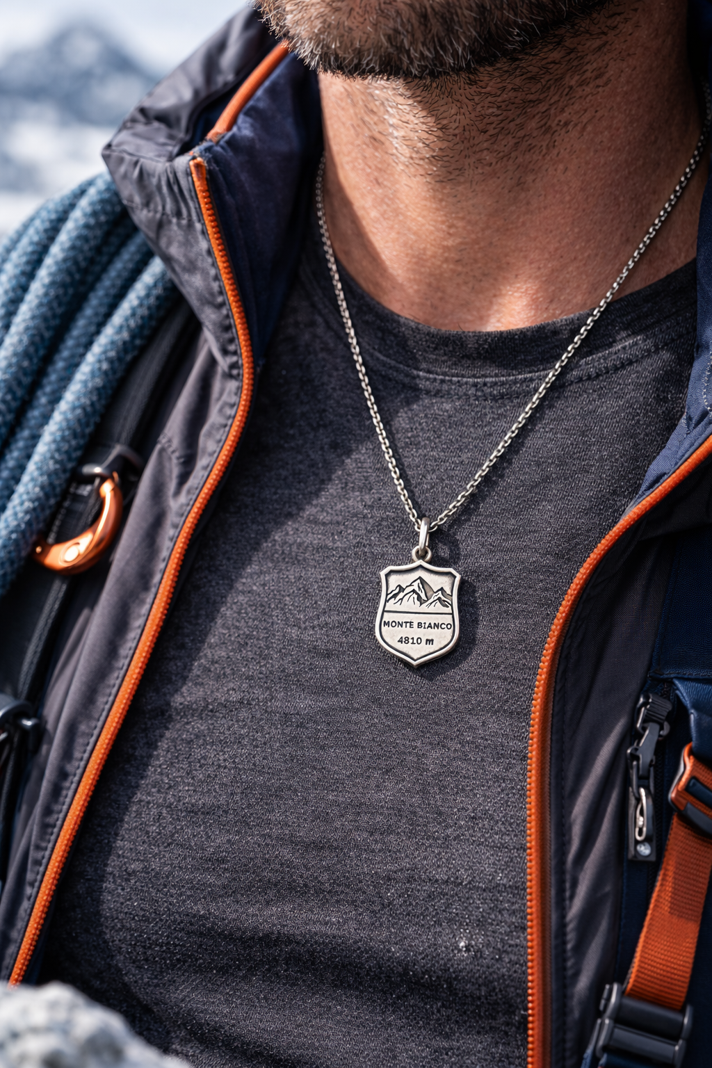 collana montagna indossata da alpinista
