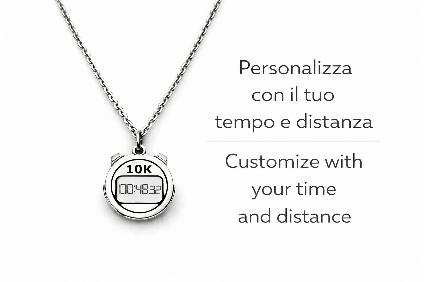 Collana running personalizzabile con tempo e distanza gara 5K 10K mezza maratona maratona
