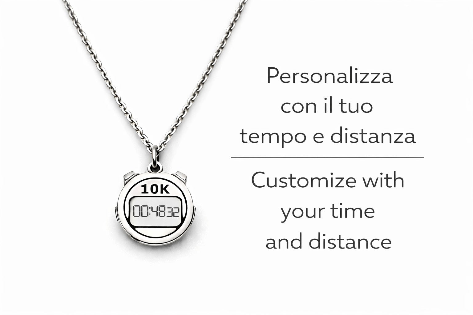 Collana running personalizzabile con tempo e distanza gara 5K 10K mezza maratona maratona