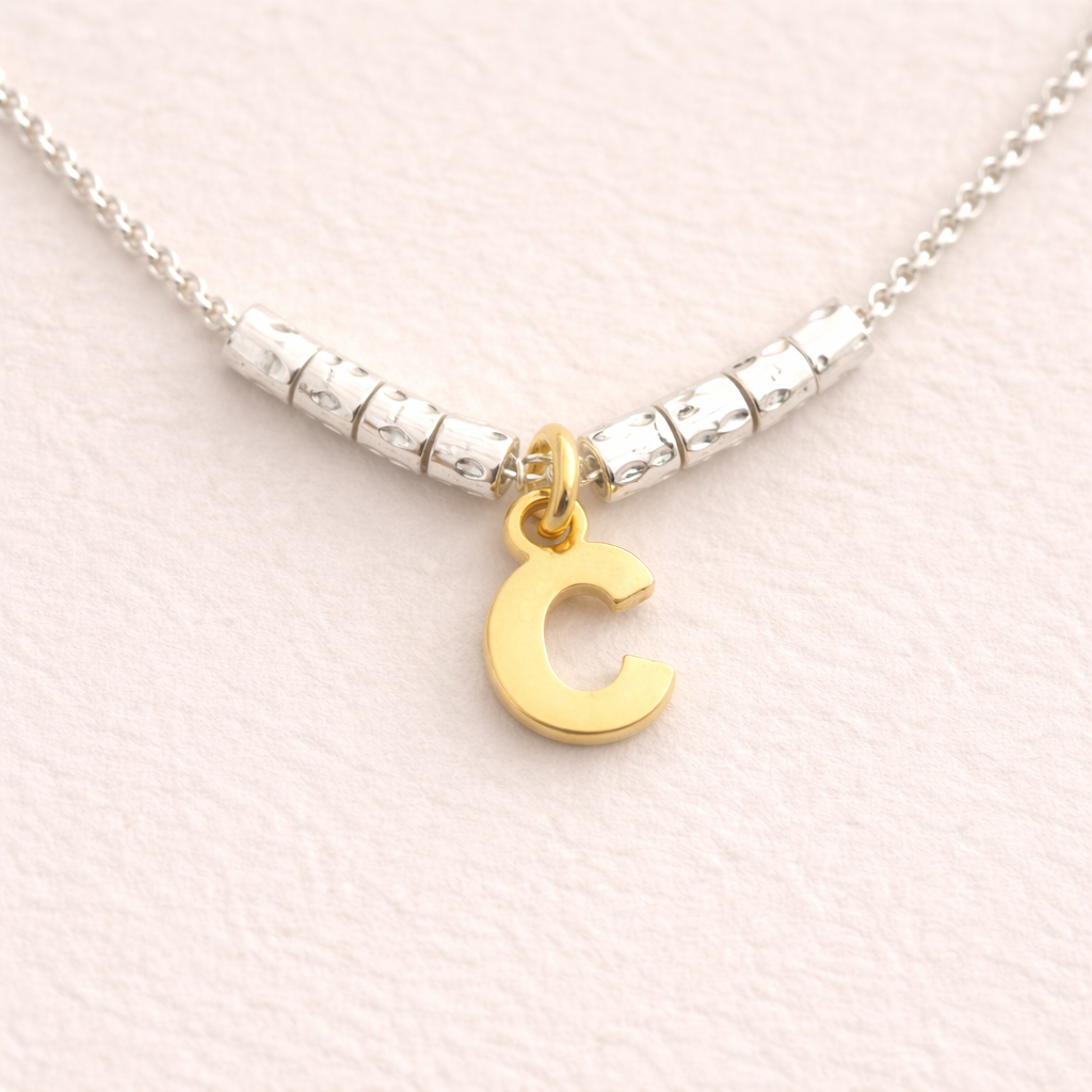 dettaglio granelli argento collana iniziale argento 925 minimal