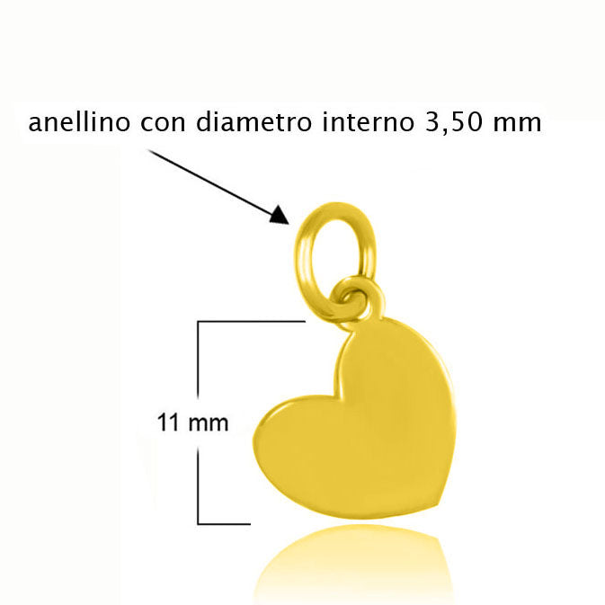 Charm Cuore in Argento 925 Placcato Oro Giallo
