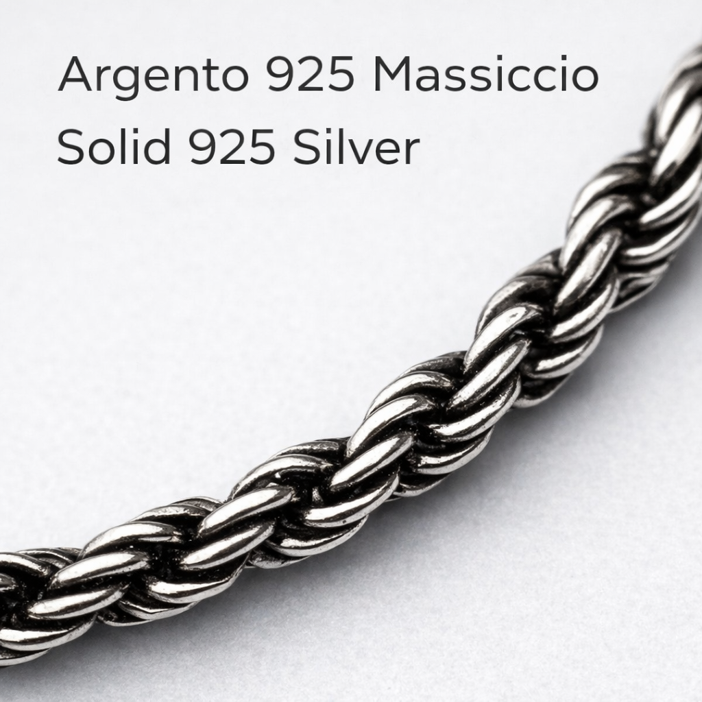Bracciale Uomo Argento 925 Corda 3 mm
