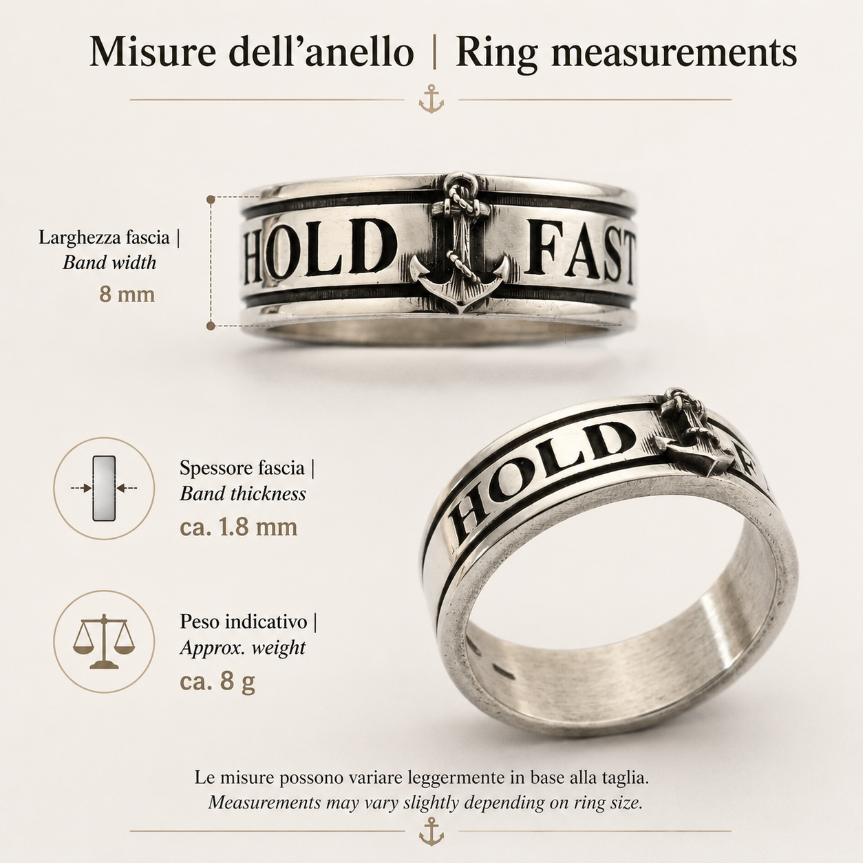 Anello Hold Fast Uomo in Argento 925 con Ancora