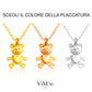 collana con ciondolo orsetto teddy movibile coloro placcatura oro giallo rosa rosè argento