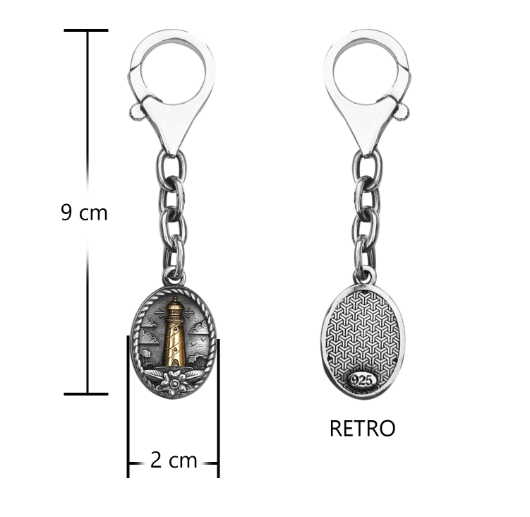 regalo per compleanno uomo portachiavi argento con medaglia incisione faro marinaro