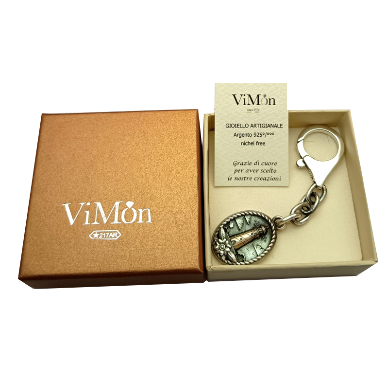 confezione regalo uomo portachiavi auto moto zaino in argento con faro mare