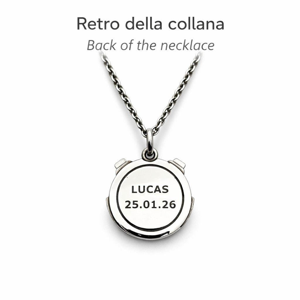 Retro collana cronometro argento 925 incisione nome e data personalizzata regalo runner