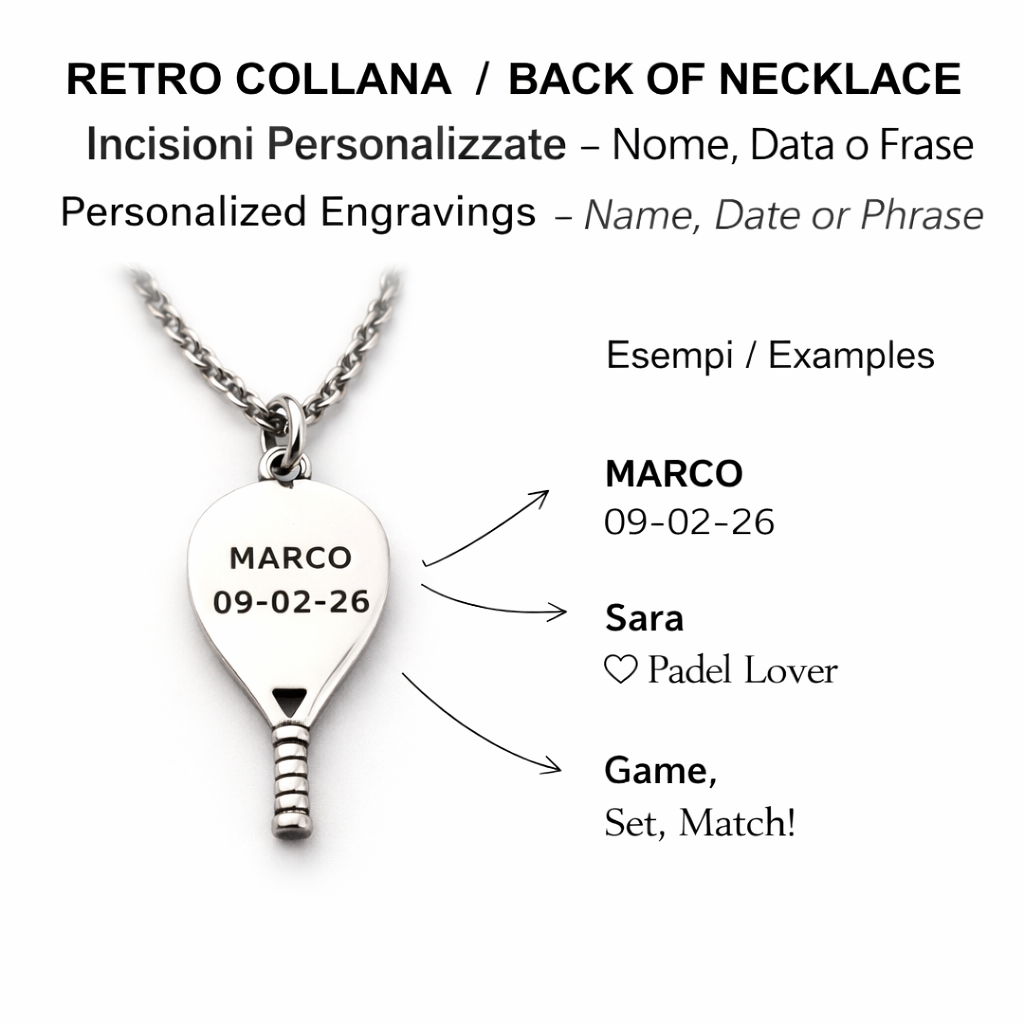 ciondolo racchetta padel incisione nome